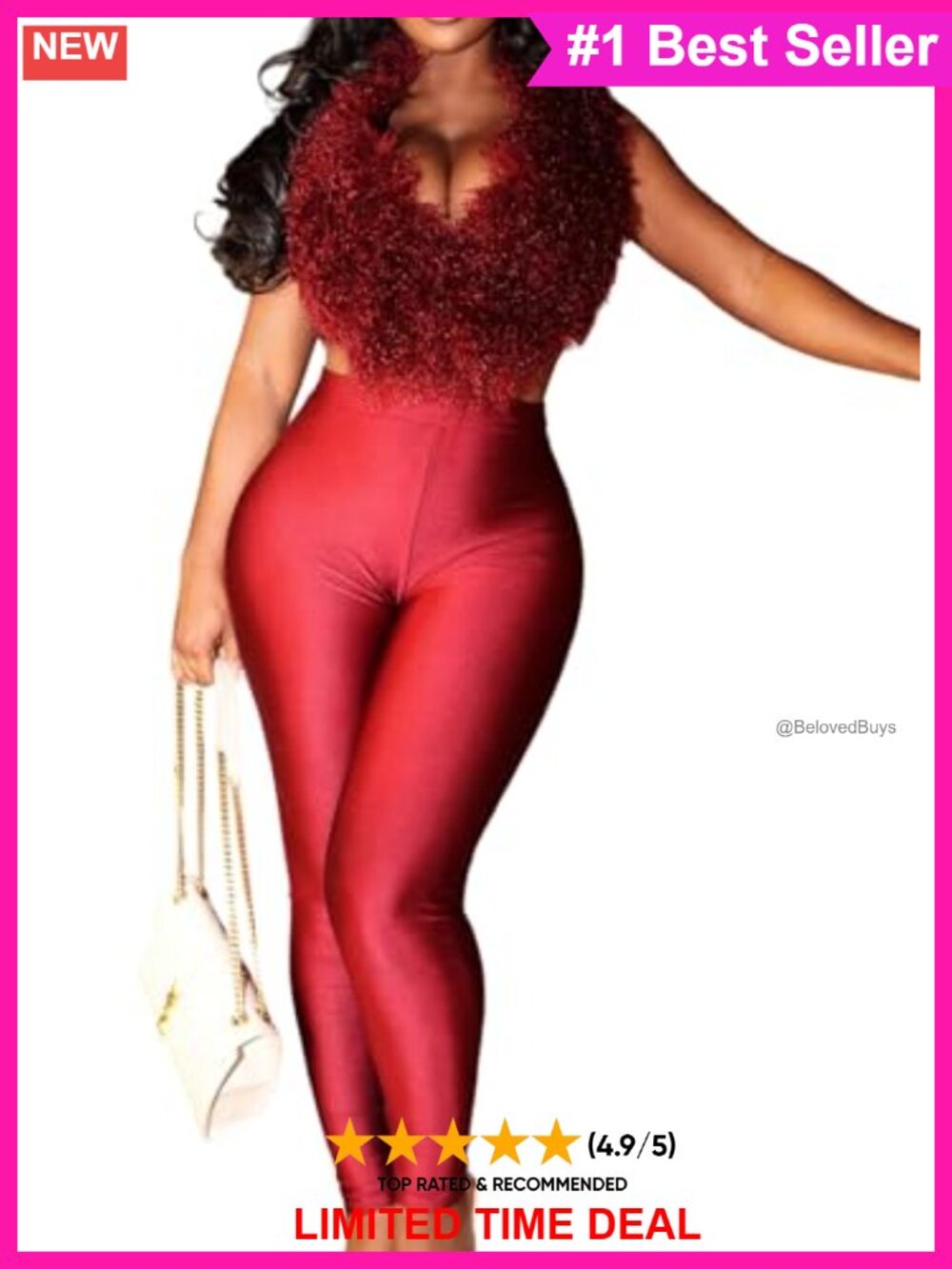 Fluffy Fur Feather Halter Crop Top Satin Pants 2 Piece Set Club Party